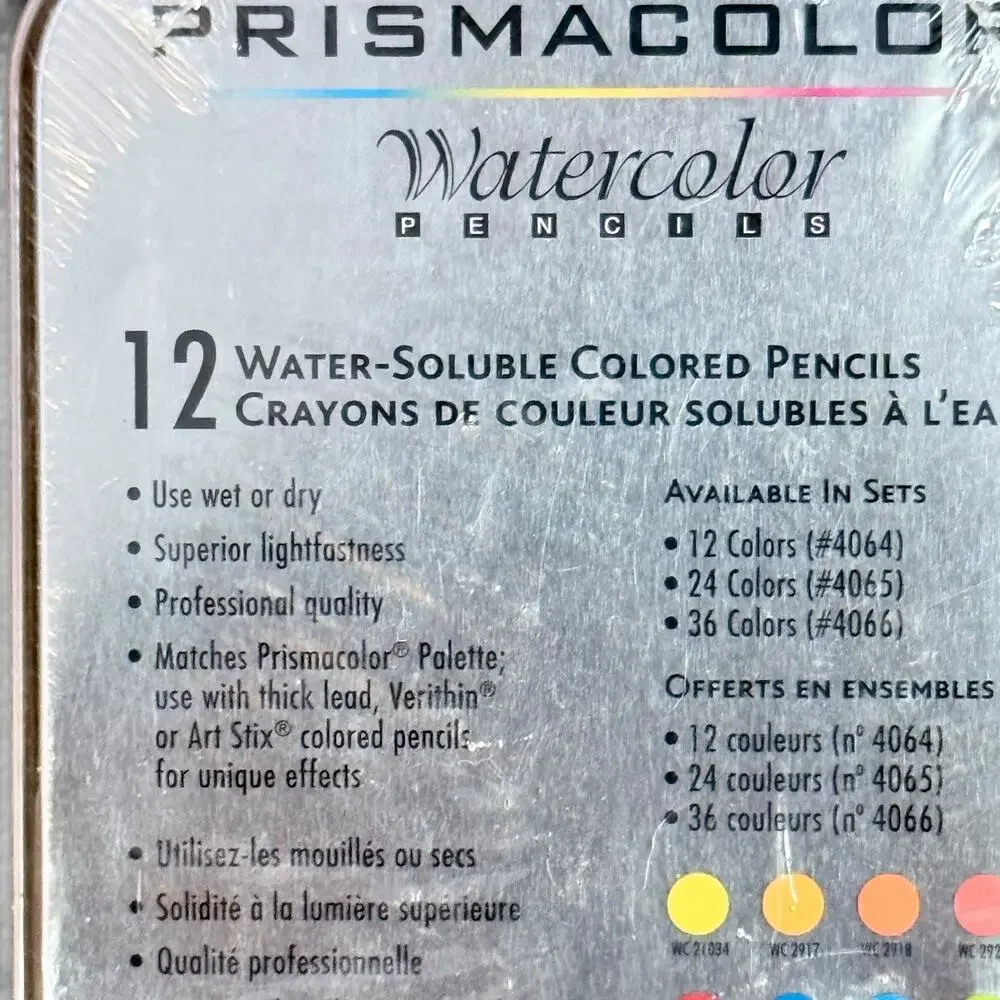 Prismacolor Premier NEW 12 Pack Watercolor Pencils Multicolor in Tin 4064HT